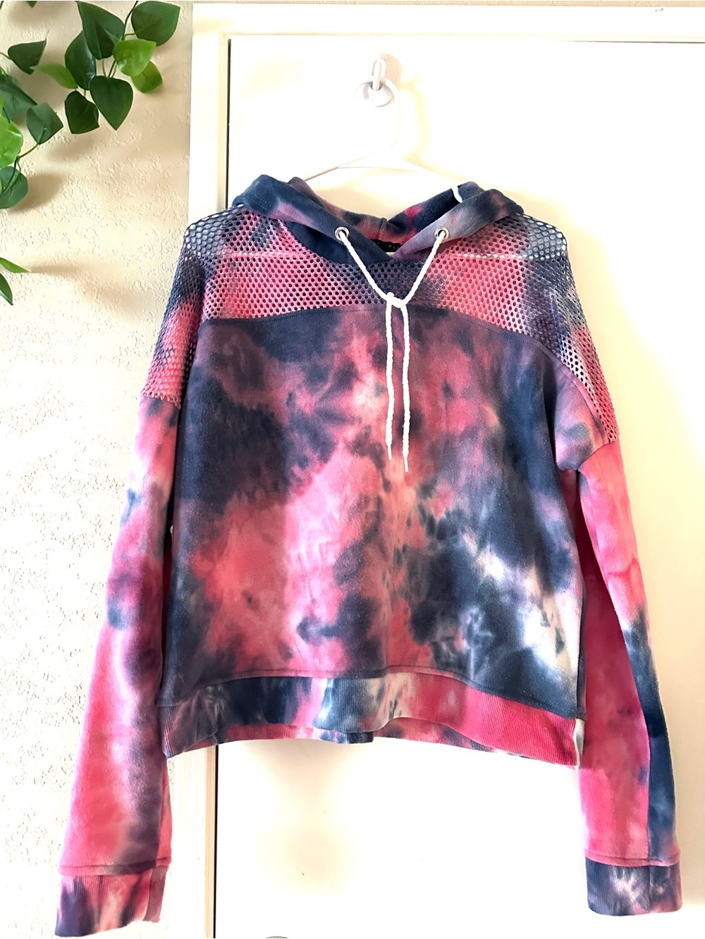 Faded Rose- Hoodie- SP -Tie-Dye Mesh Yoke - Pink & Blue